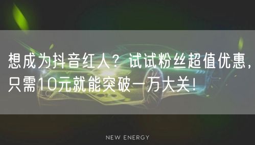 想成为抖音红人？试试粉丝超值优惠，只需10元就能突破一万大关！